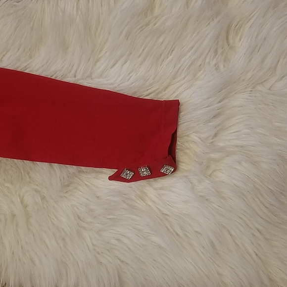 MEGA WEAR RED RHINESTONE LEGGINGS - Picture 2 of 2